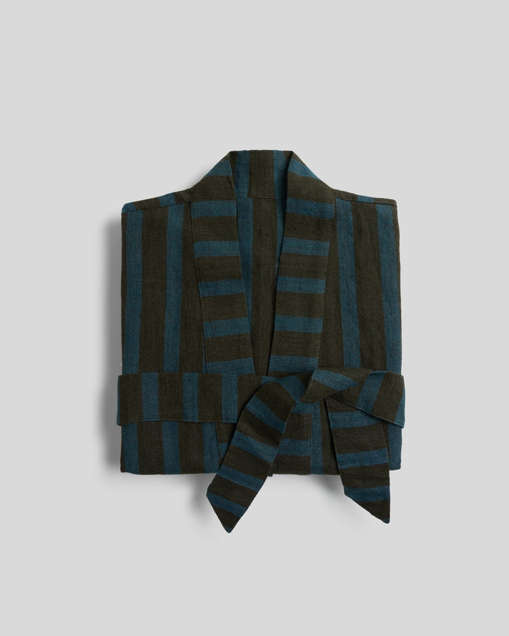Linen Stripe Robe - FINAL SALE (Evergreen and Peacock)