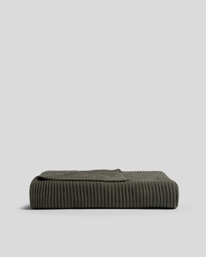 Organic Rib Knit Throw (Thyme)